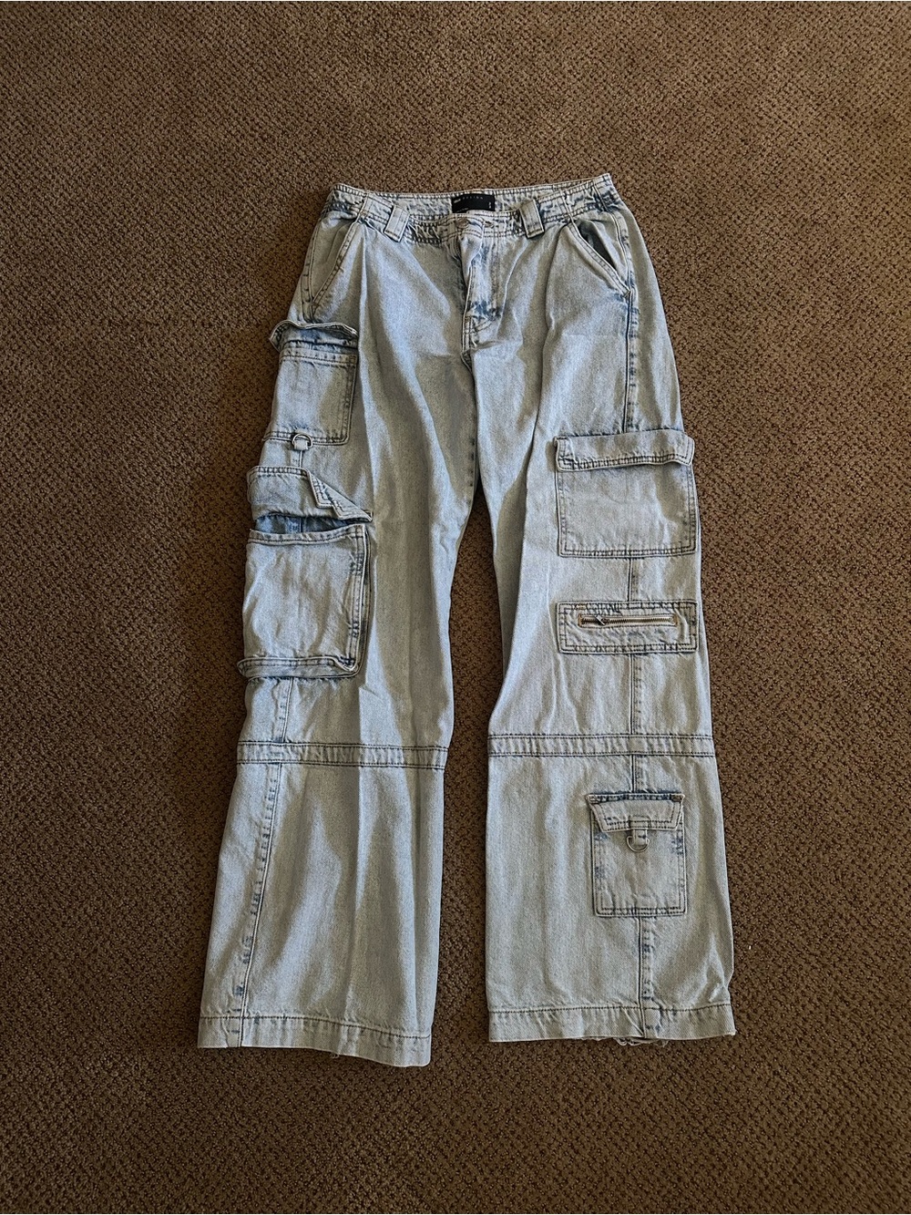 ASOS Light Blue Cargo Denim Jeans with Multiple Pockets